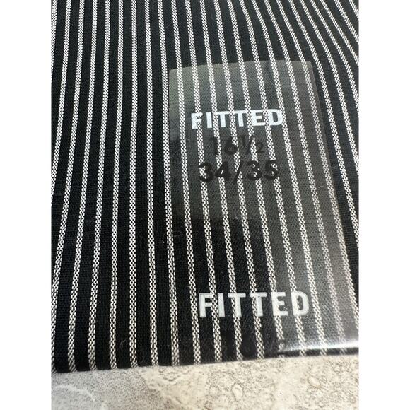 NWT Van Heusen 16.5 34-35 Mens “Black Velvet” Striped Long Sleeve Button Up - Picture 7 of 8